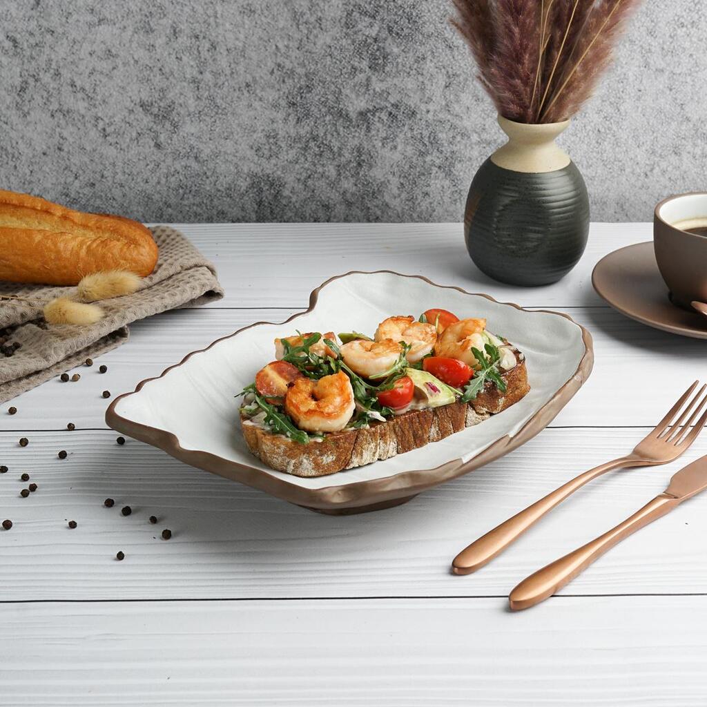 Блюдо прямоугольное 26*20 см h3 см 450 мл Crush White Matt New Brown Taiga P.L. Proff Cuisine