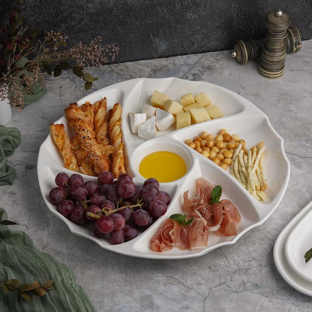 Менажница d 39,5 см h4,5 см 6 отделений белая фарфор NEW P.L. Proff Cuisine