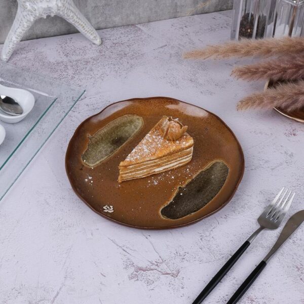 Тарелка d 22,5 см h2,1 см Dark Brown Crumbs Stone Frutti di Mare P.L. Proff Cuisine