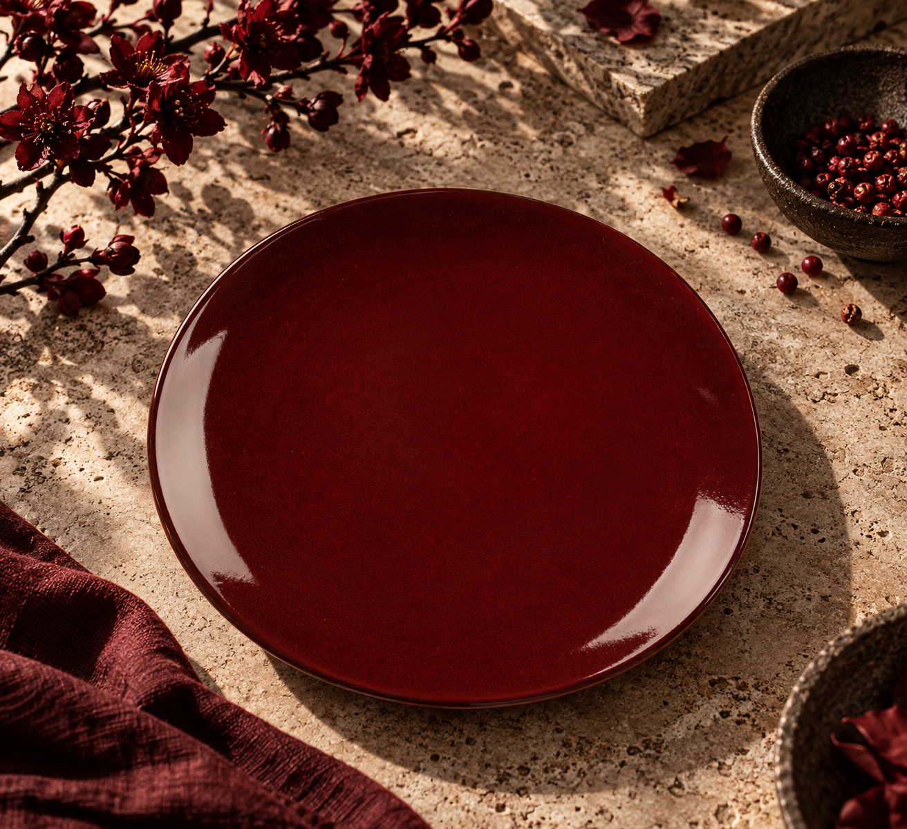 Блюдо овальное 25×22,5 см h2,4 см Evolution Dark Red