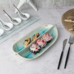 Блюдо овальное 32,8 × 15 см h 4,5 см менажница 2 секции Sea Blue Frutti di Mare P.L. Proff Cuisine 1