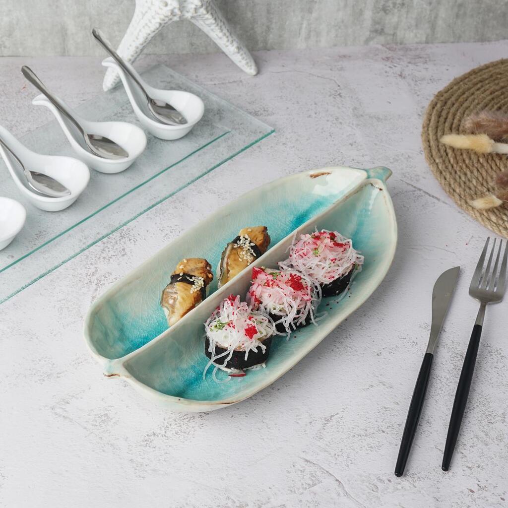 Блюдо овальное 32,8 × 15 см h 4,5 см менажница 2 секции Sea Blue Frutti di Mare P.L. Proff Cuisine