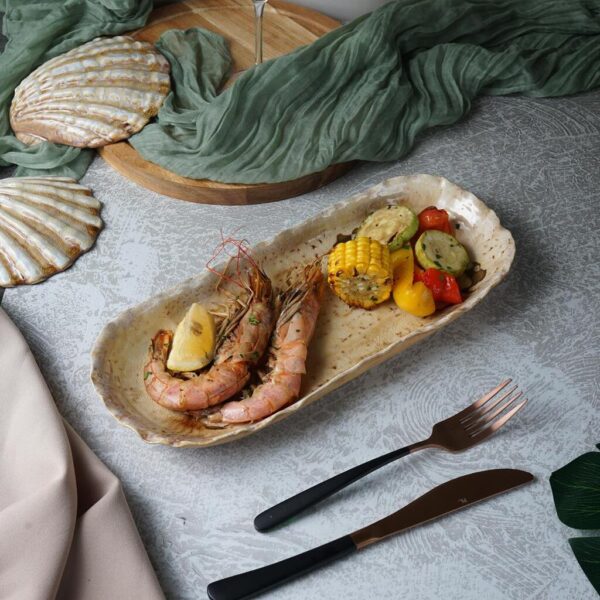 Блюдо прямоугольное 35 × 14 см h 3,5 см 630 мл Pearl Sea Stone Frutti di Mare P.L. Proff Cuisine