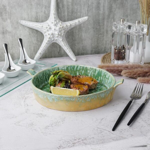 Блюдо для подачи 25,5*22,7 см h4 см 800 мл с ручками Green Frutti di Mare P.L.
